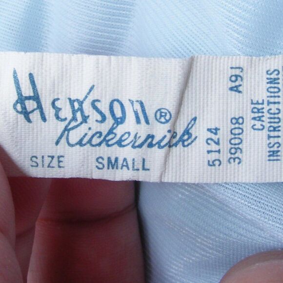 VINTAGE Nightgown, S, Nylon, Semi-sheer, Applique Flowers, Blue - Picture 7 of 8